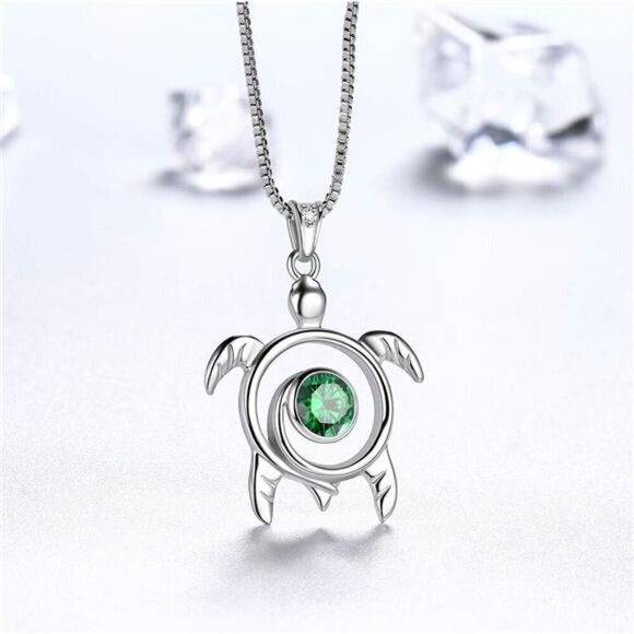 Silver Turtle Necklace Aurora Tears Celtic Spiral 925 Sterling Silver Womens - Picture 3 of 6